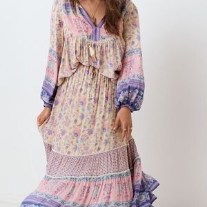 Spell SET Floral Bohemian SKIRT WITH BLOUSE - Pink and Purple